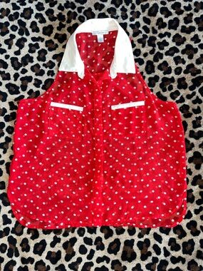 ICON Red Polka Dot Sleeveless Blouse with White Collar Trim